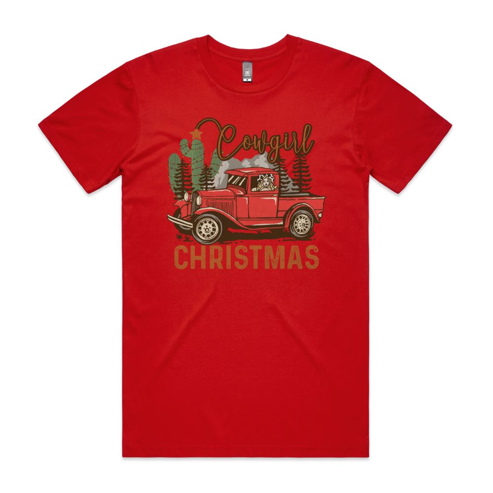 Red Wagon Cowgirl Christmas Tee