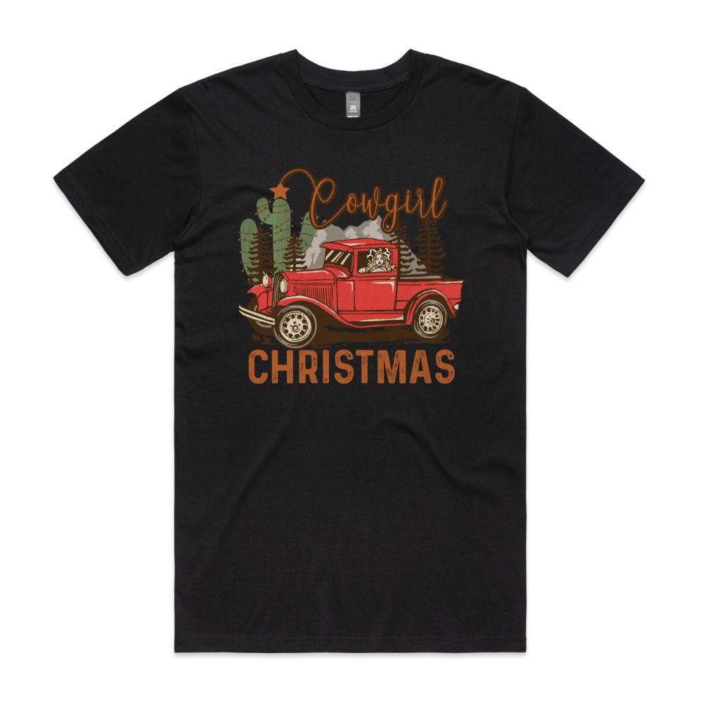 Red Wagon Cowgirl Christmas Tee