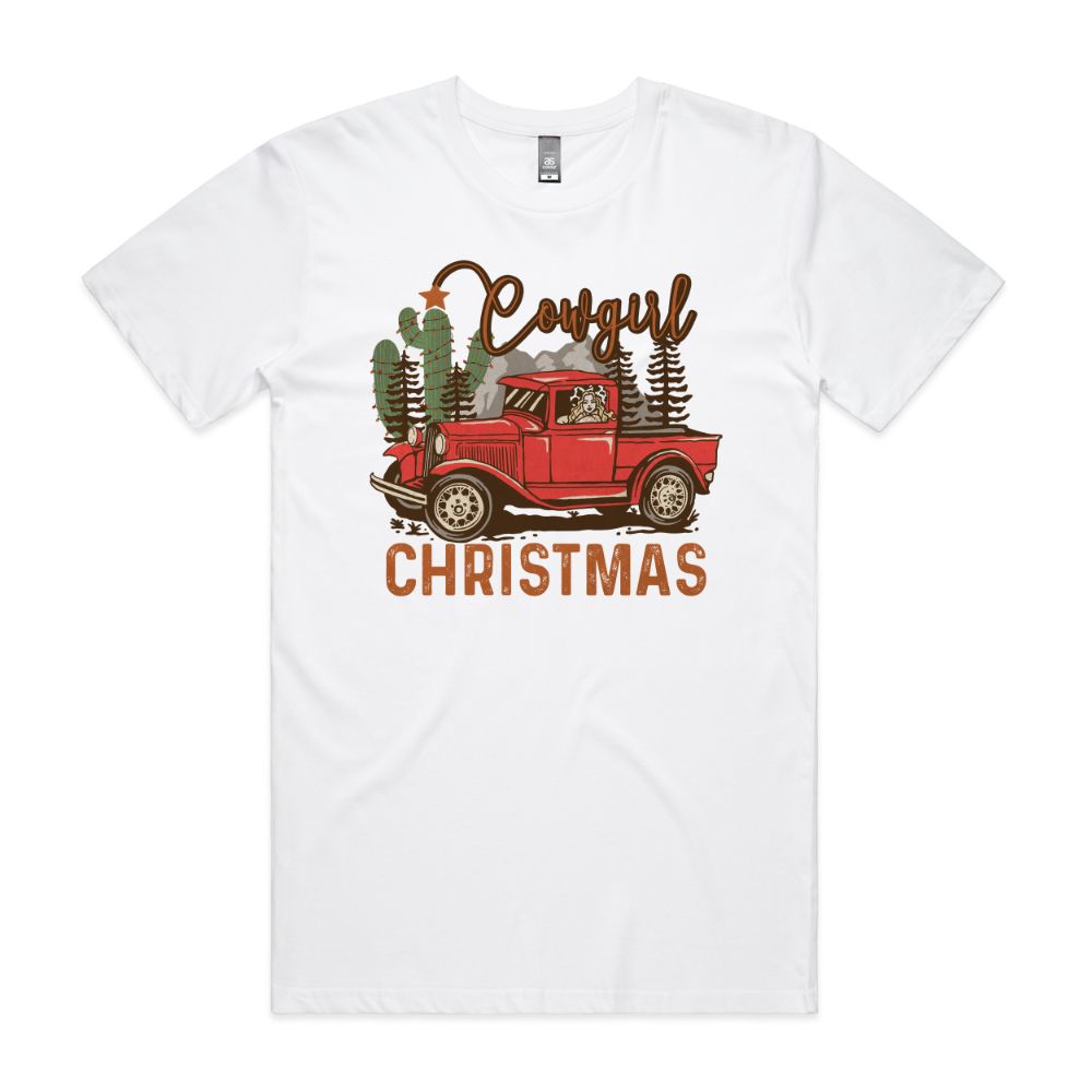 Red Wagon Cowgirl Christmas Tee
