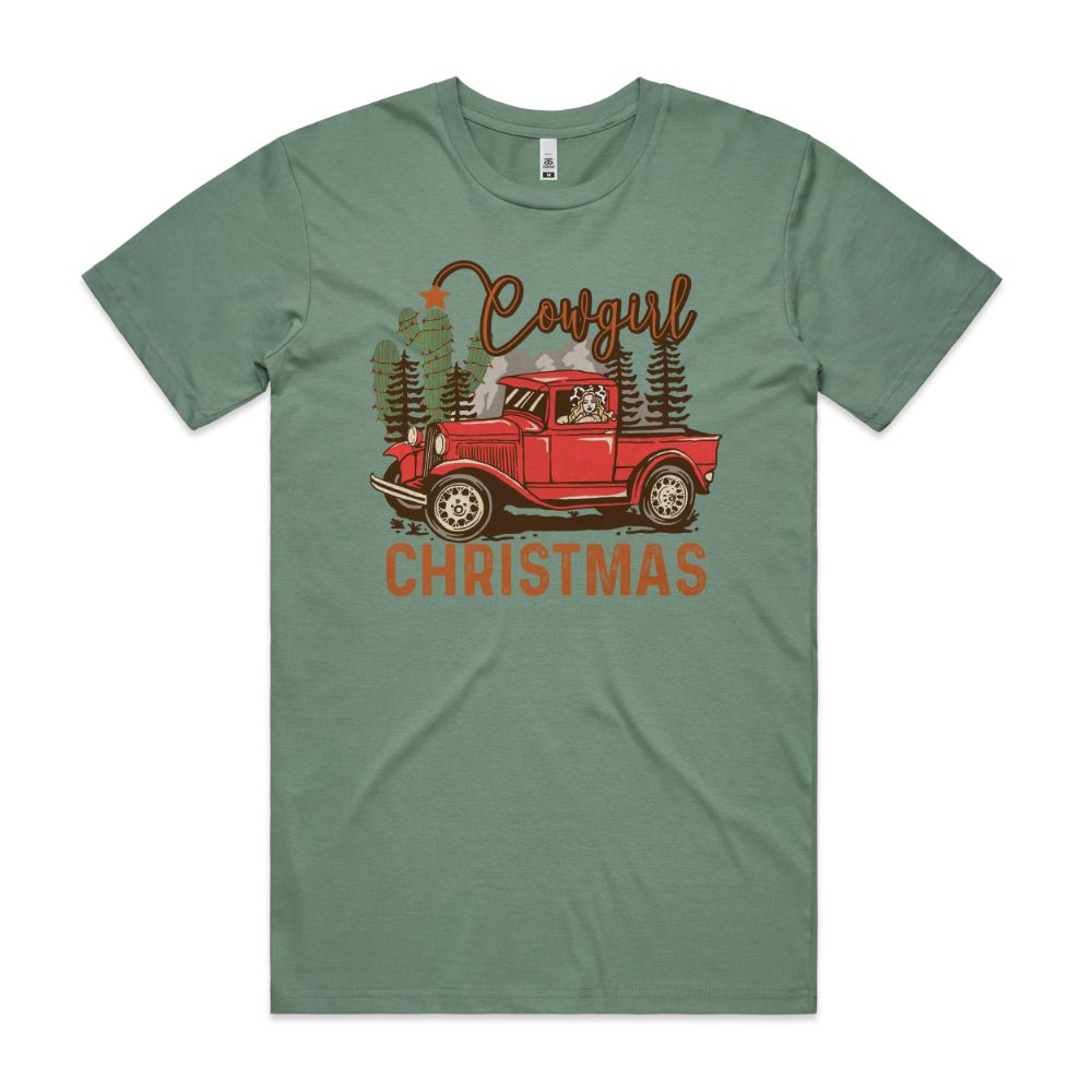 Red Wagon Cowgirl Christmas Tee