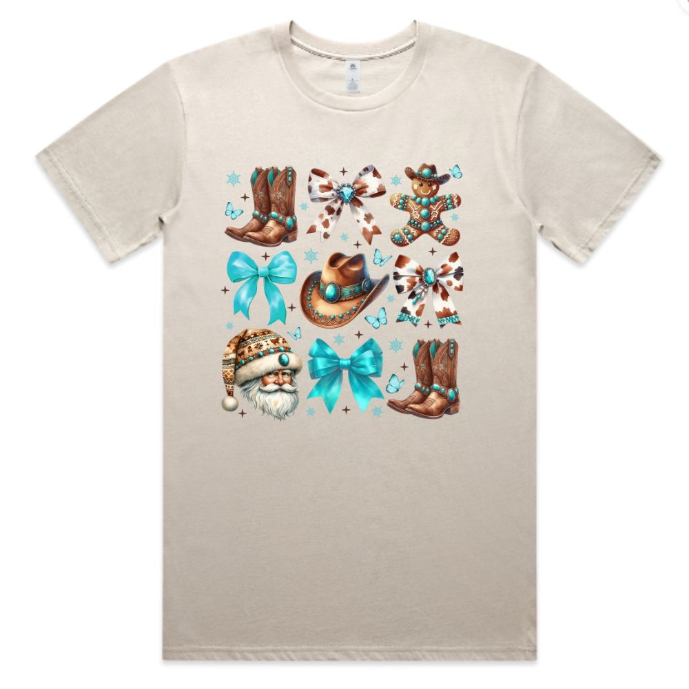Teal Coquette Christmas Tee