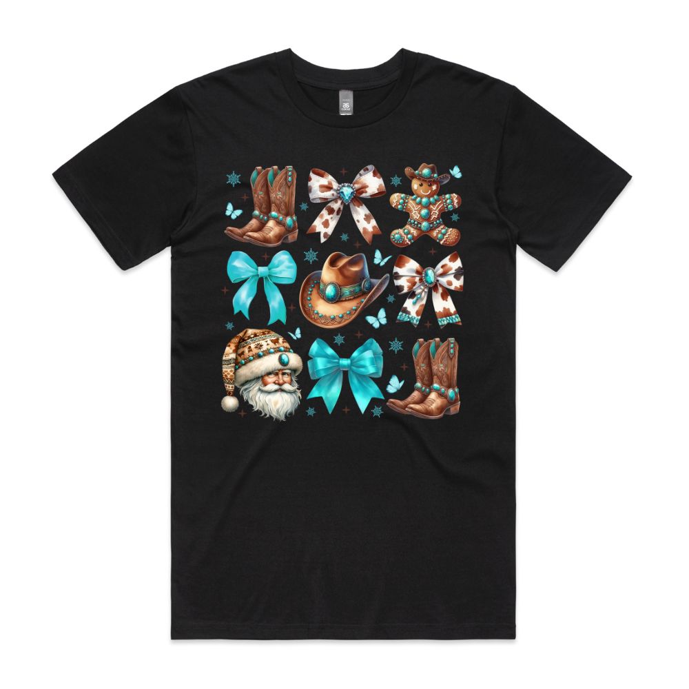 Teal Coquette Christmas Tee
