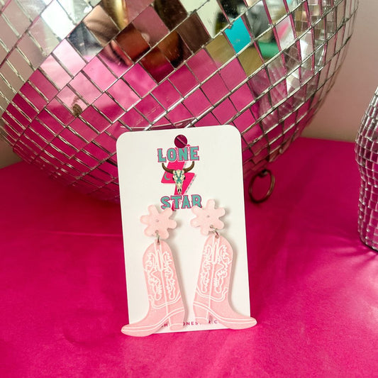 Pink Boot Earrings