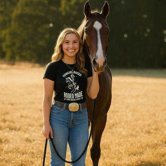 Cowgirl Raised Rodeo Made Tee