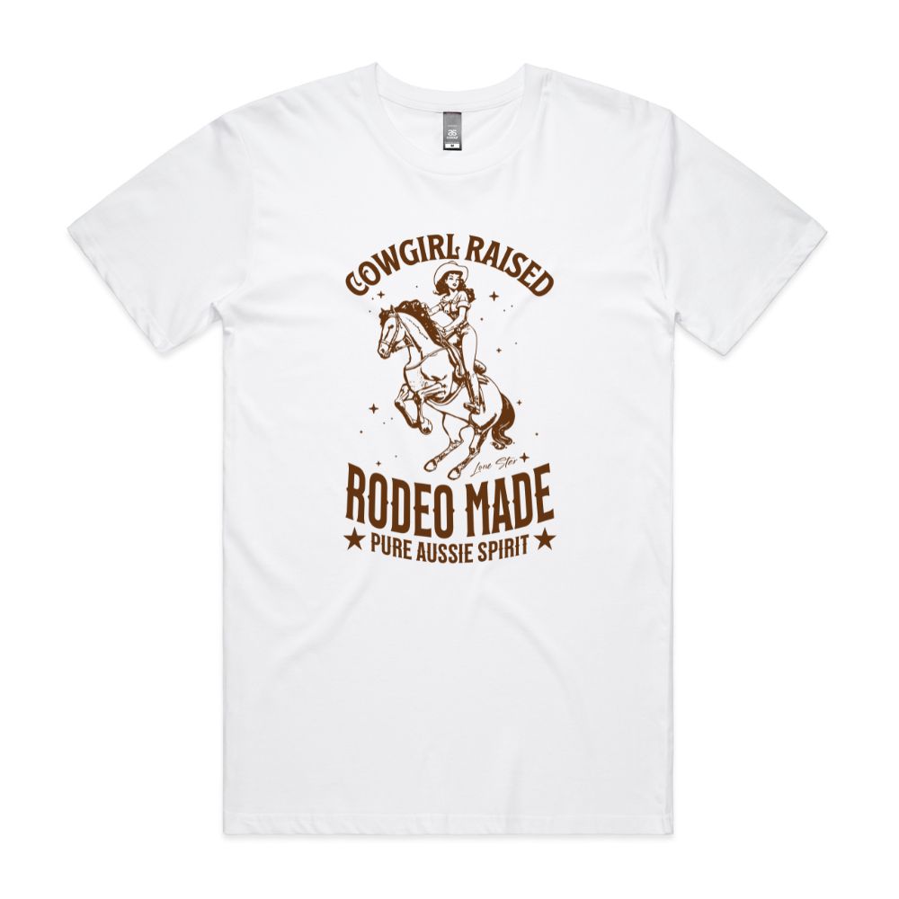 Cowgirl Raised Rodeo Made Tee