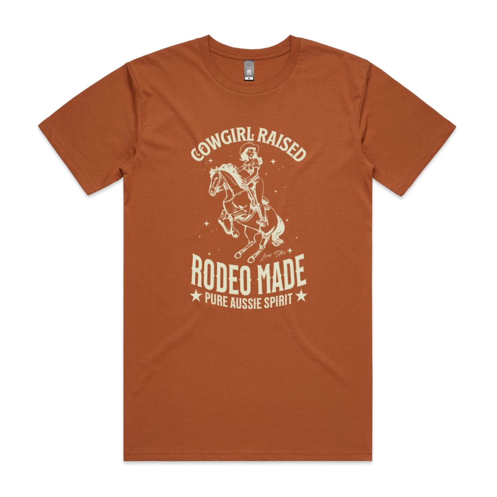 Cowgirl Raised Rodeo Made Tee