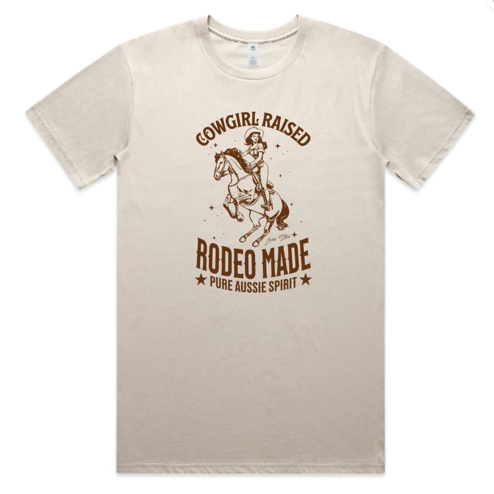 Cowgirl Raised Rodeo Made Tee