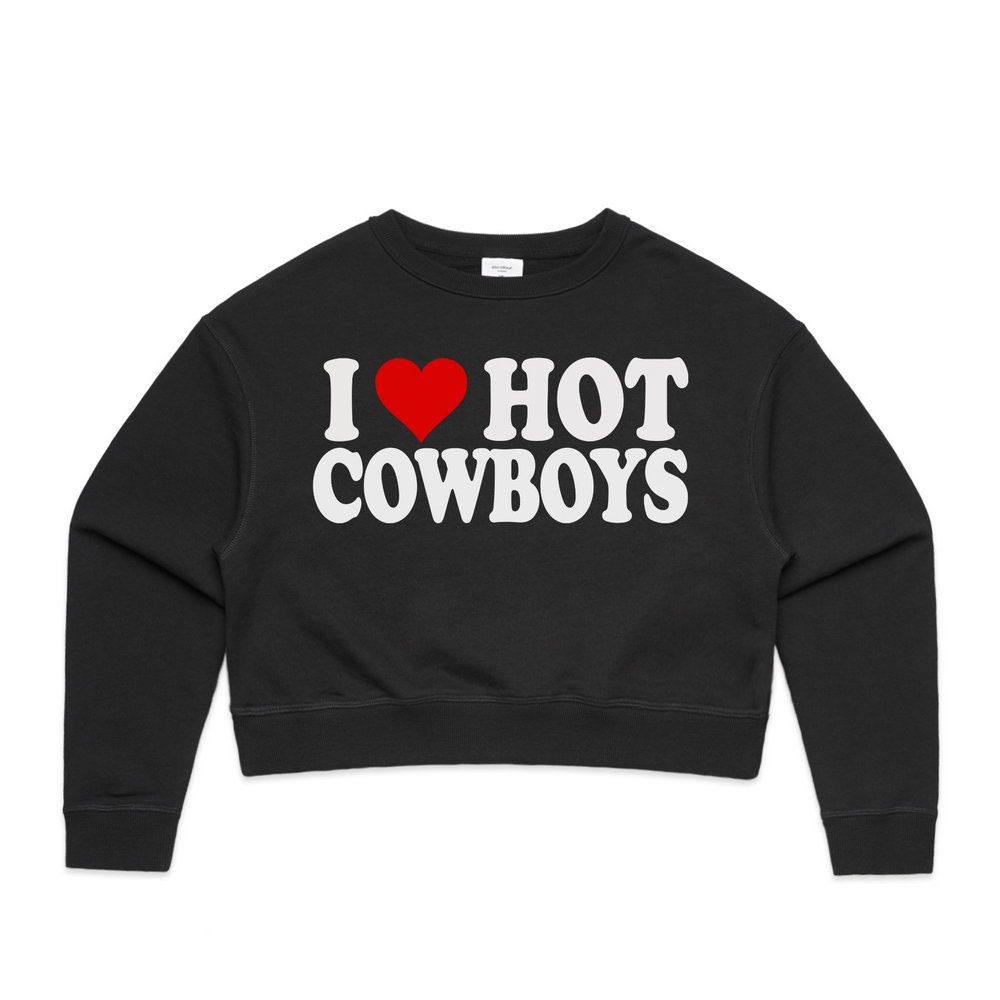 SALE I Heart Hot Cowboys Crop Crew (Small)