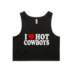 I Heart Hot Cowboys Crop Singlet