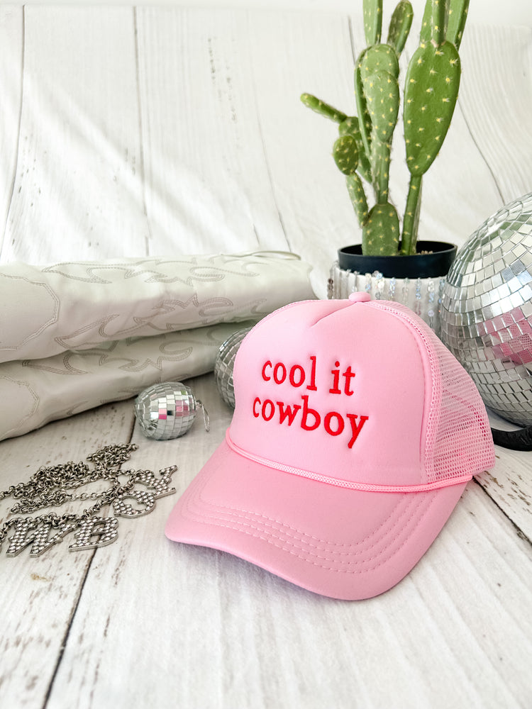 
            
                Load image into Gallery viewer, Cool it Cowboy Trucker Cap
            
        