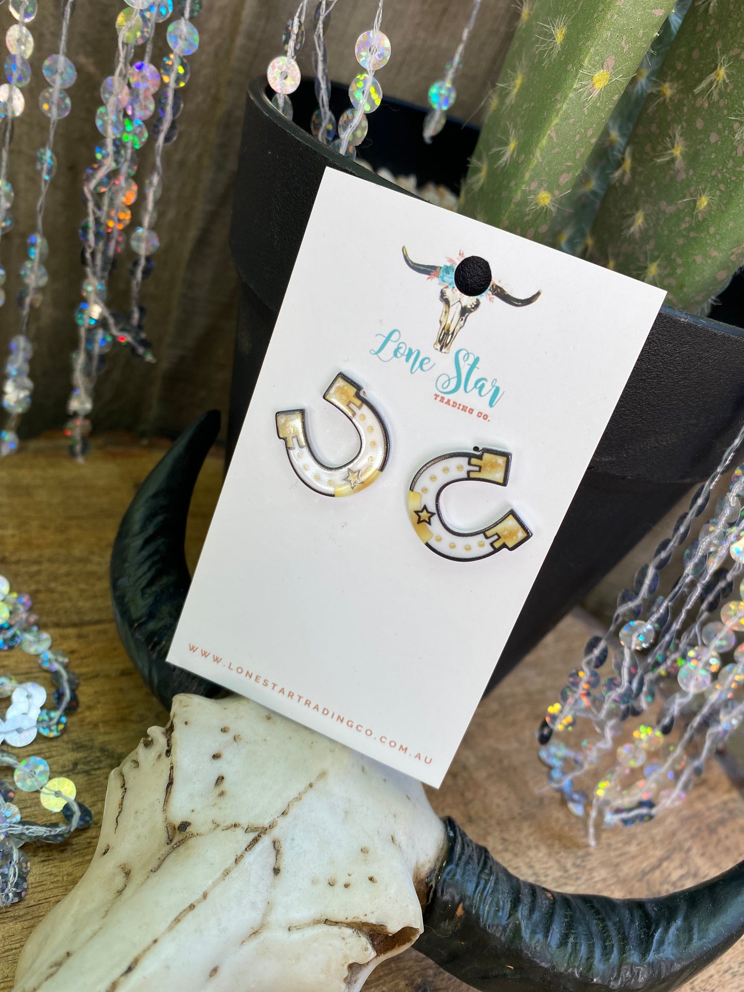 White Horse Shoe Studs