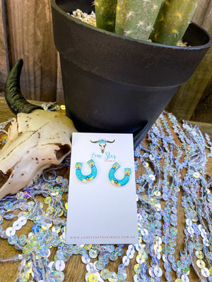 
            
                Load image into Gallery viewer, Turquoise Horse Shoe Studs
            
        